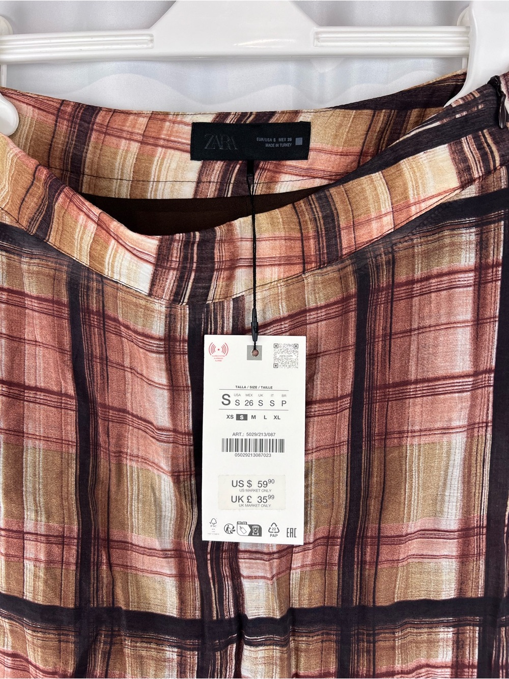 Zara Plaid Maxi Skirt. NWT Size Small - Picture 10 of 15